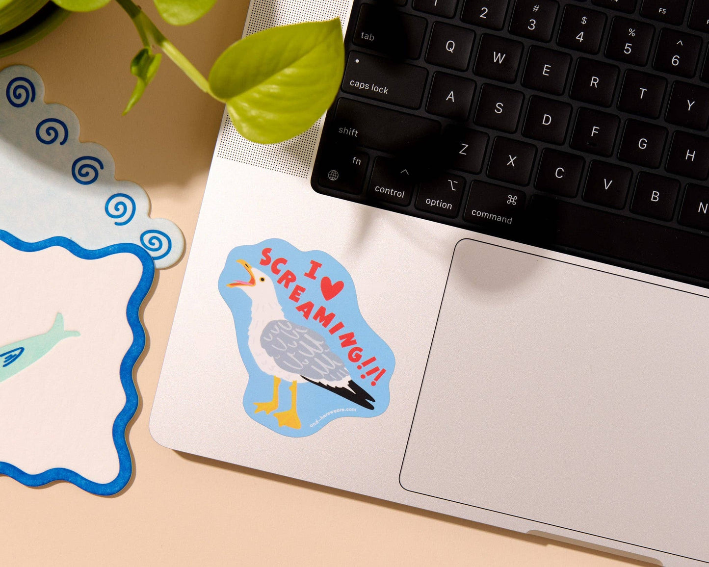 I Heart Screaming Seagull Vinyl Sticker - Made in USA - Ocean, Seaside - Stocking stuffer, Holiday, Gift Guide