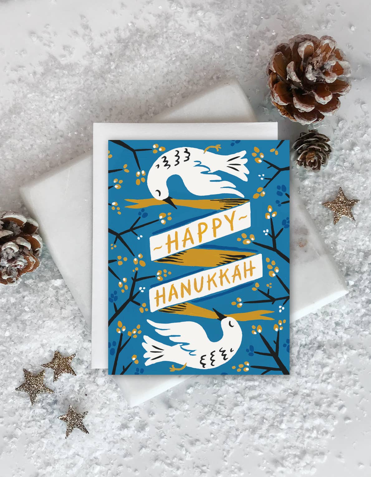 Hanukkah Doves Holiday Greeting Card