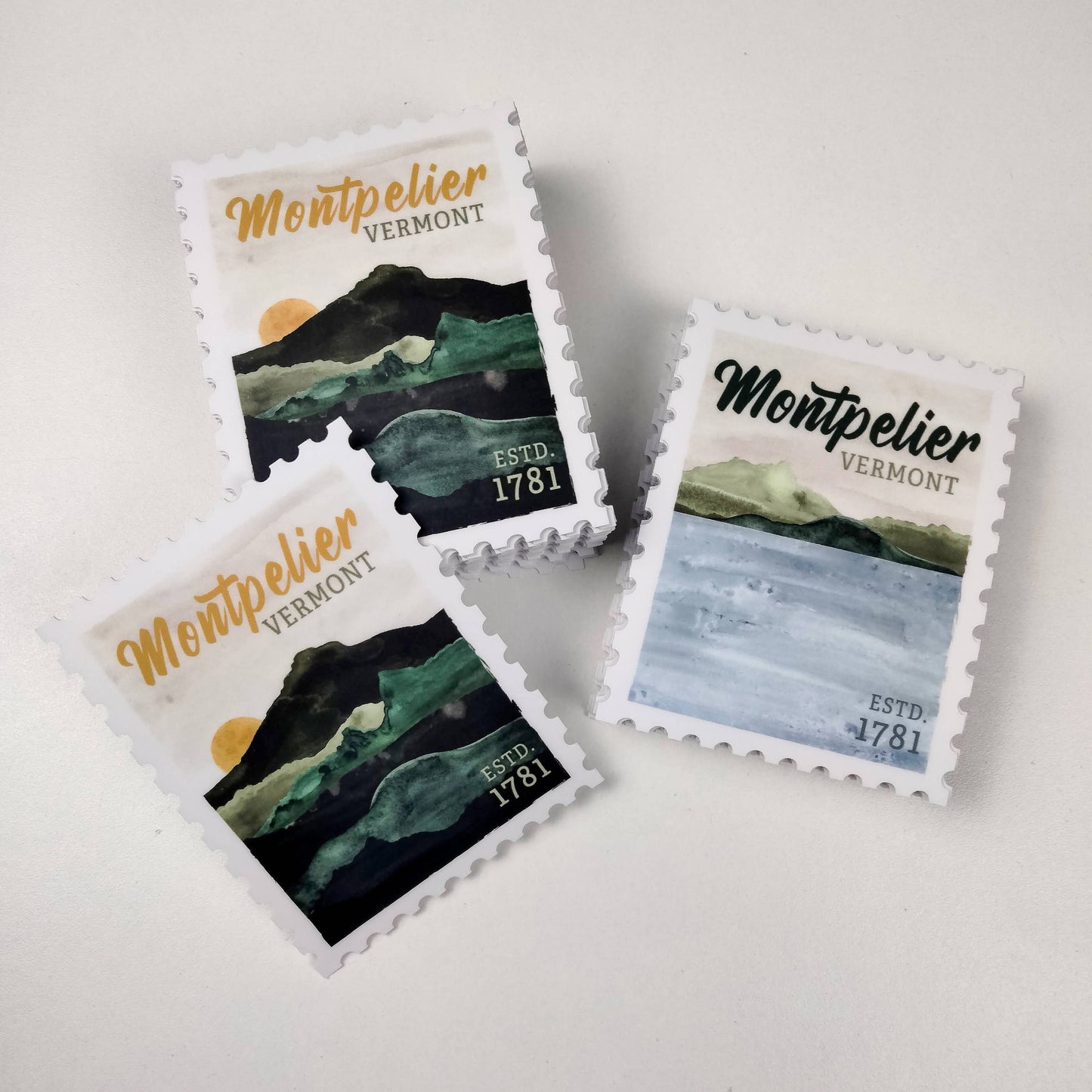 Custom Postage Stamp Souvenir Sticker with Your City, State