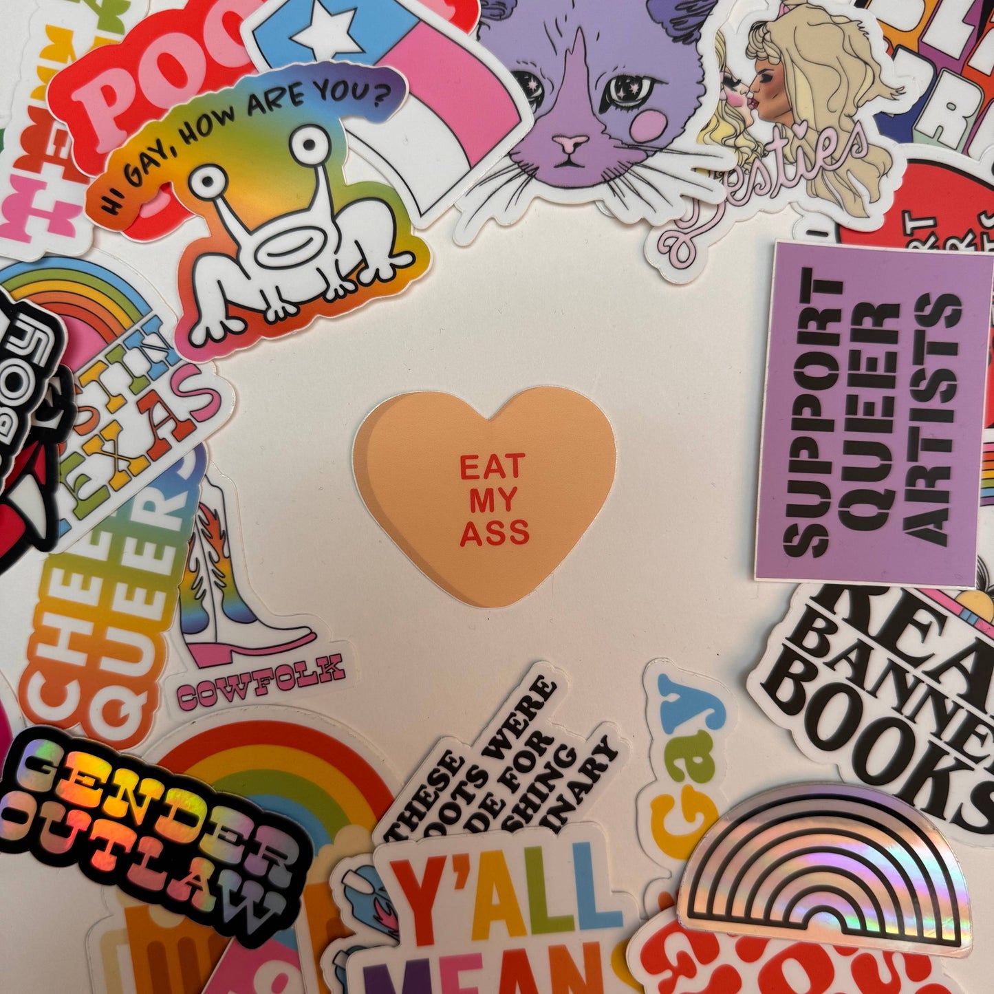 Eat My Ass Candy Heart Sticker