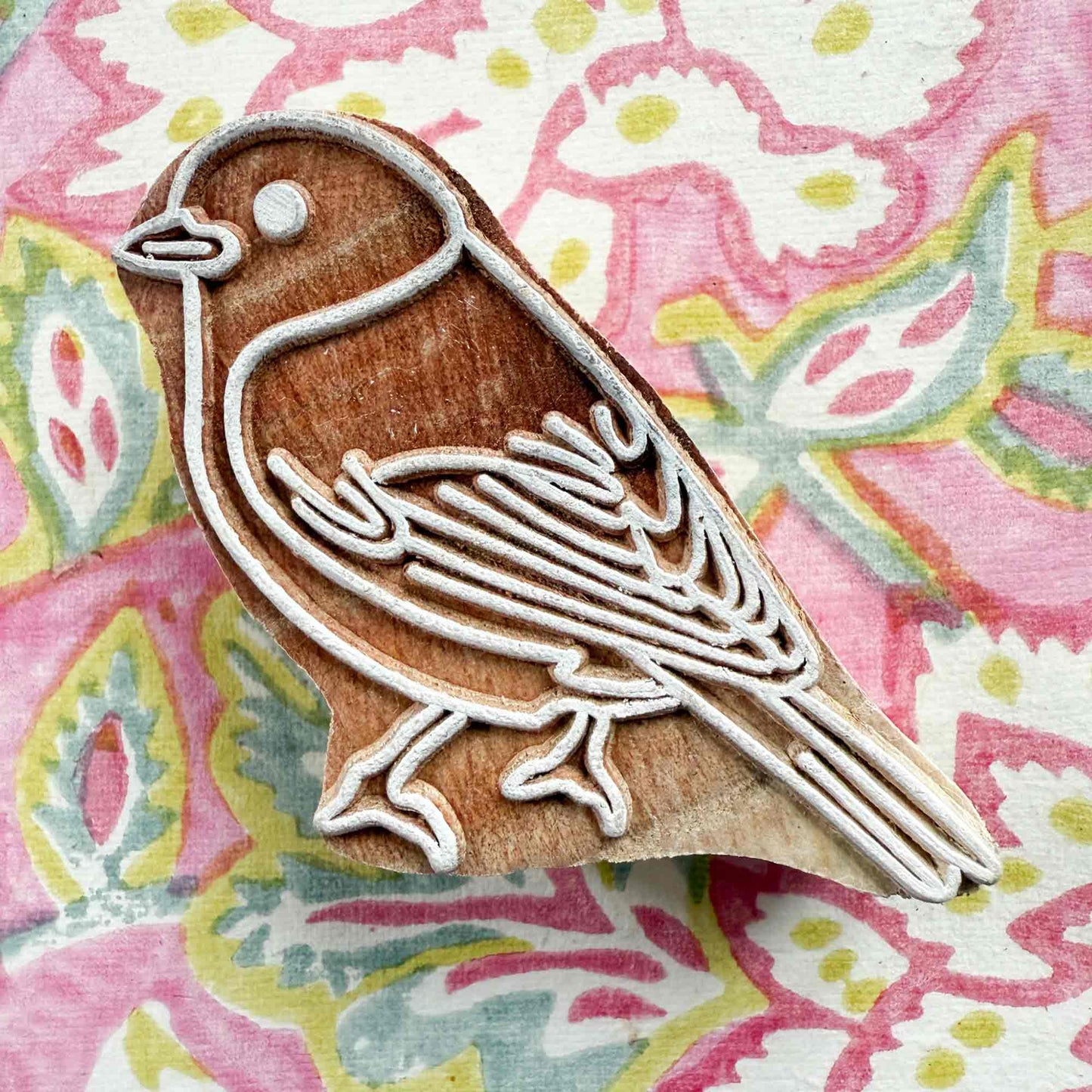 Siskin - Indian Wood Block Stamp | Bird Design Wooden Stamp