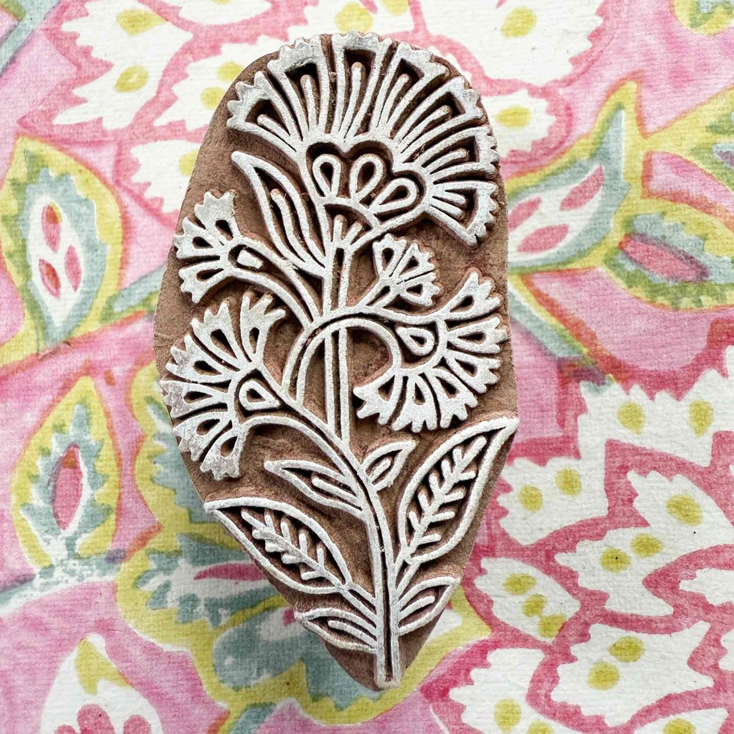 Carnation - Indian Wood Block Stamp | Floral Wooden Stamp