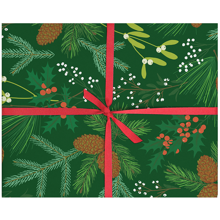 Pine Cones & Winter Berries Gift Wrap
