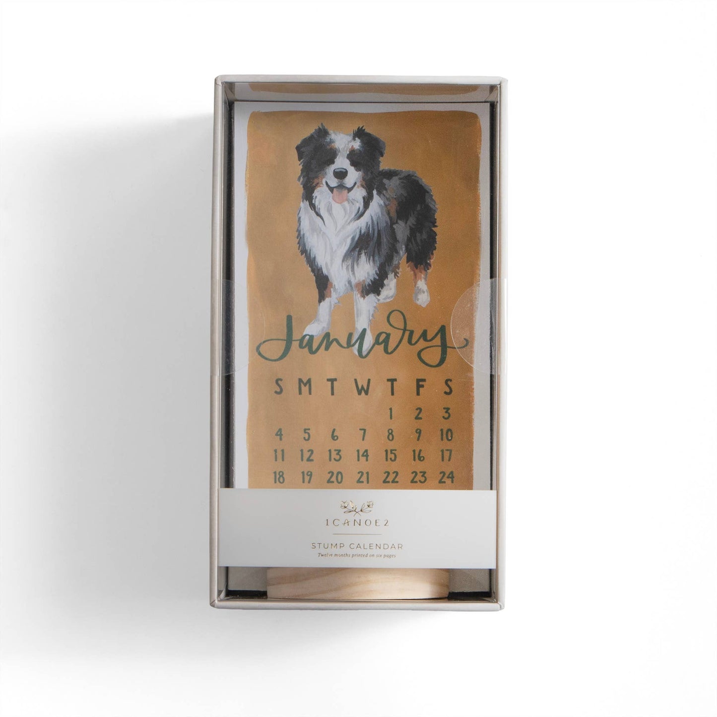 Furry Friends Dogs 2026 Mini Desk Calendar with Wooden Block