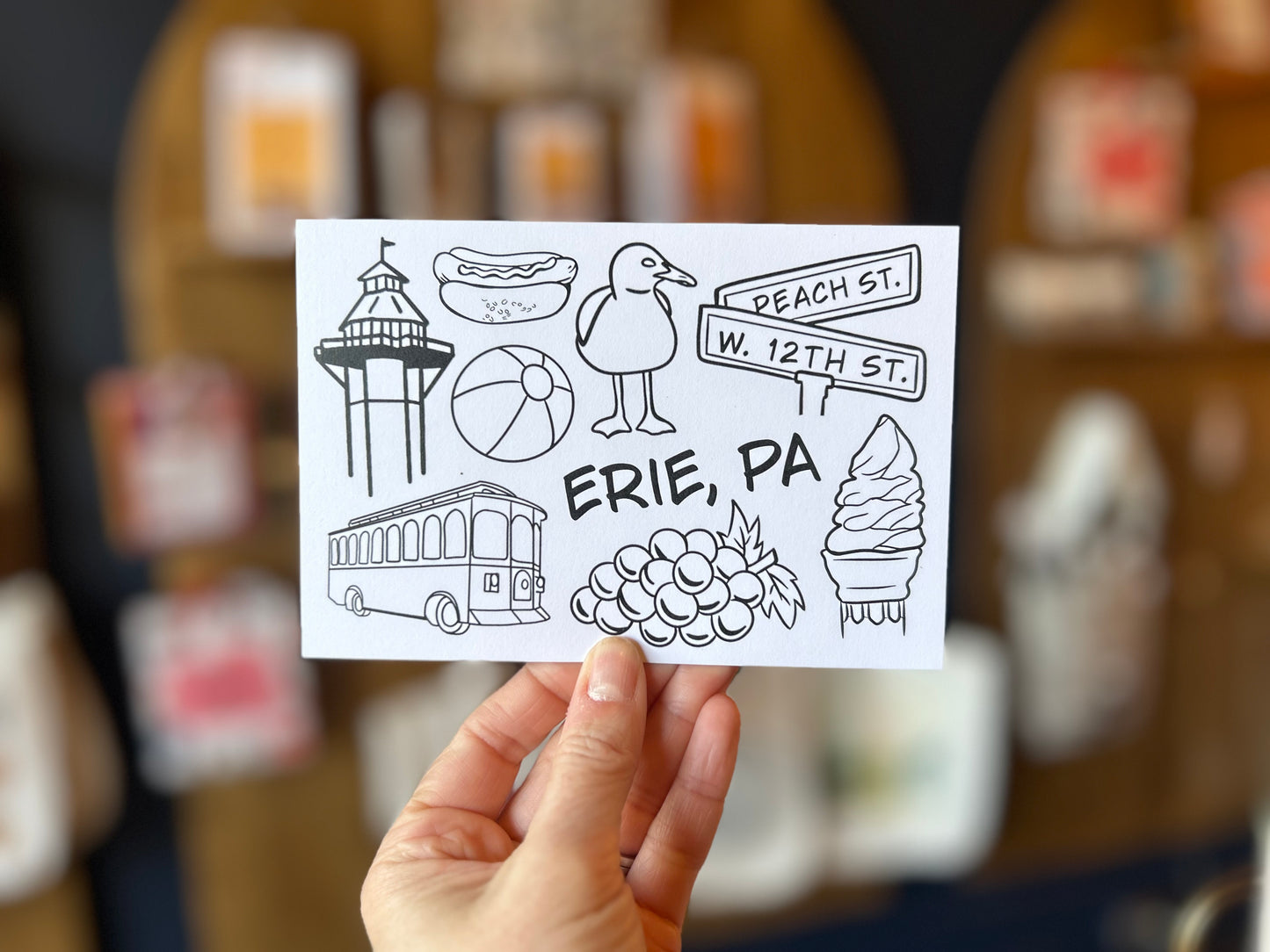 Coloring Erie Icon Postcard