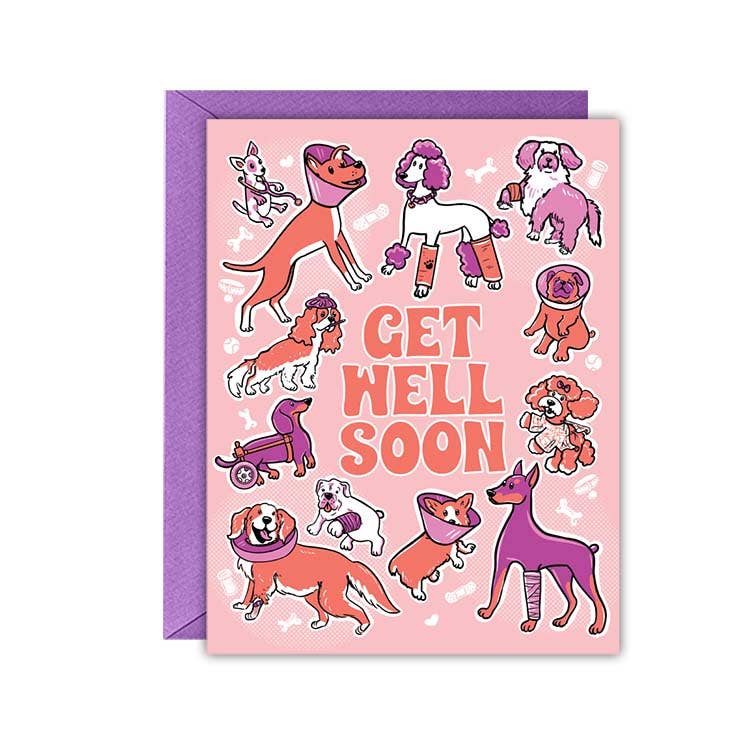 Get Well Soon Dog-Themed Greeting Card