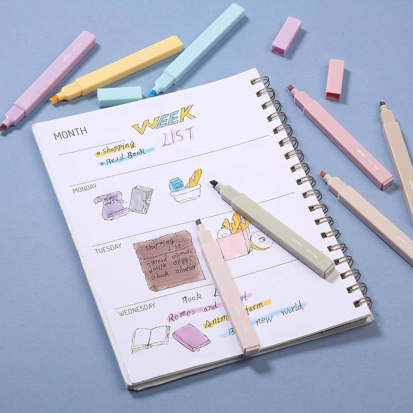 Mr. Pen- Aesthetic Highlighters, Chisel Tip, Neutral Colors