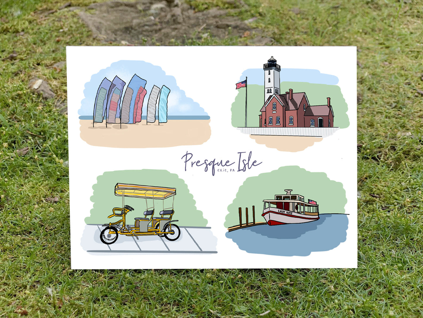 A lovely illustrated Presque Isle greeting card.