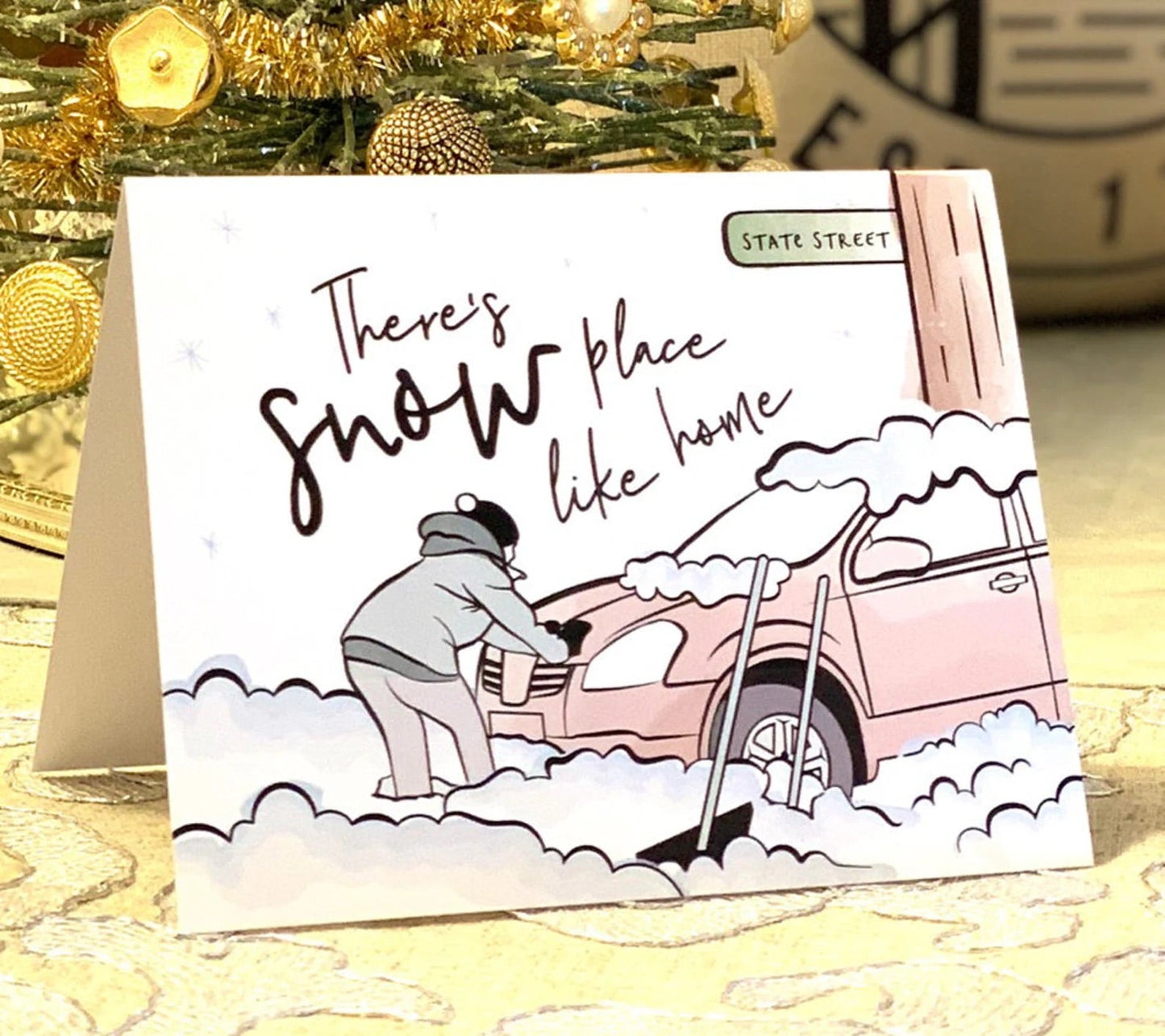 A greeting card with a fun winter design