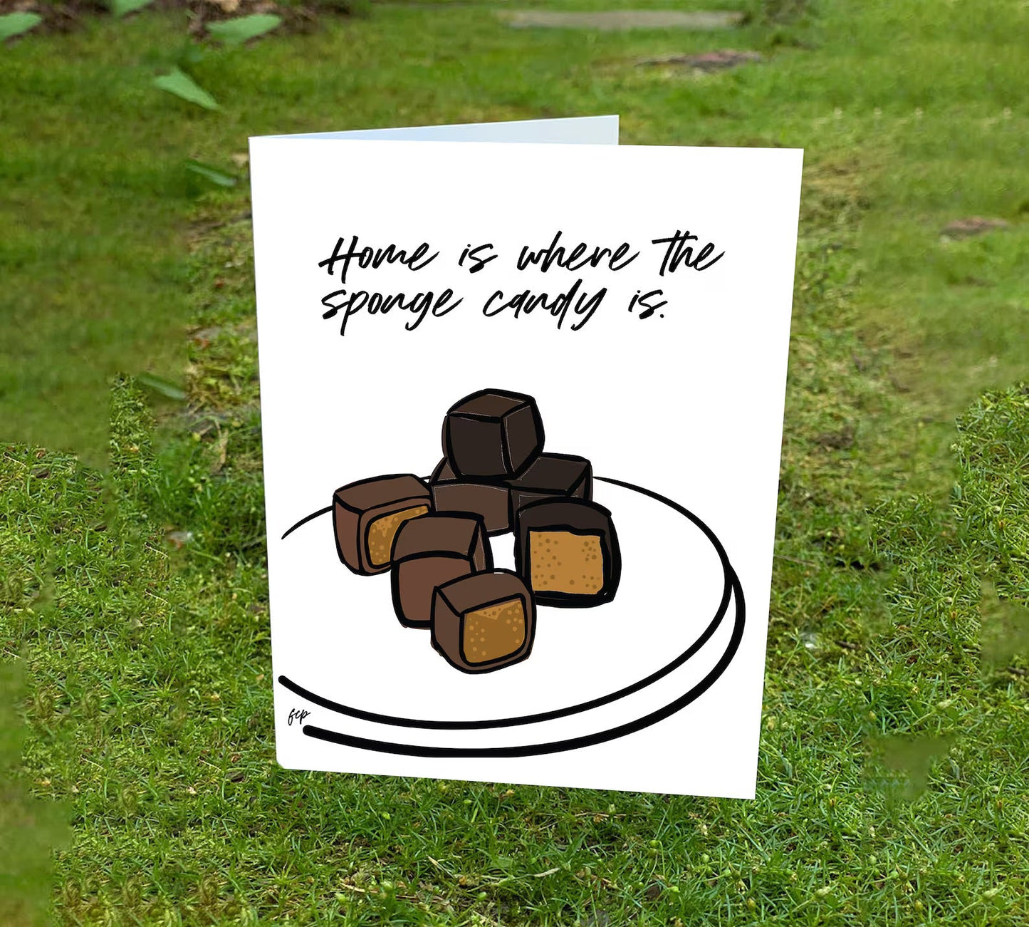 Greeting card with a fun design of one of Erie's iconic chocolate candies