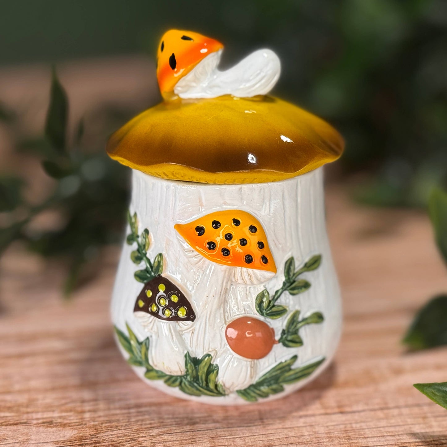 Merry Mushroom-Inspired 70s Hand-Painted Trinket Box