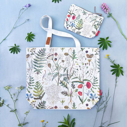 Tote Bag Canvas  -Greens and Flowers