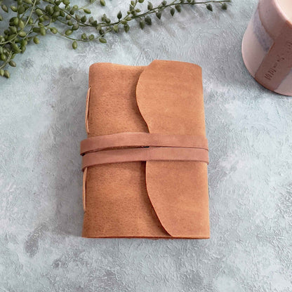 A6 Handmade Leather Notebook in Gift Bag - Tan | Tree Free