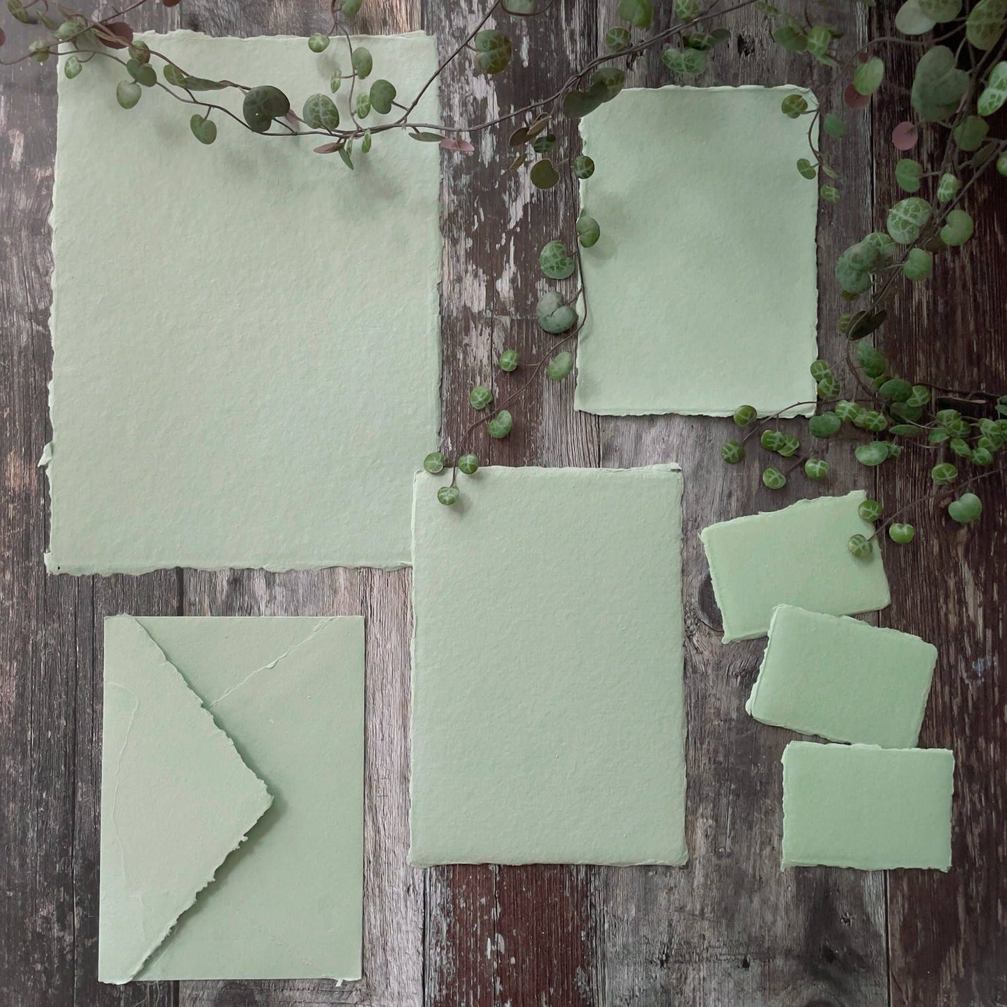 Dusky Green Handmade Paper Envelope | Recycled Cotton Rag