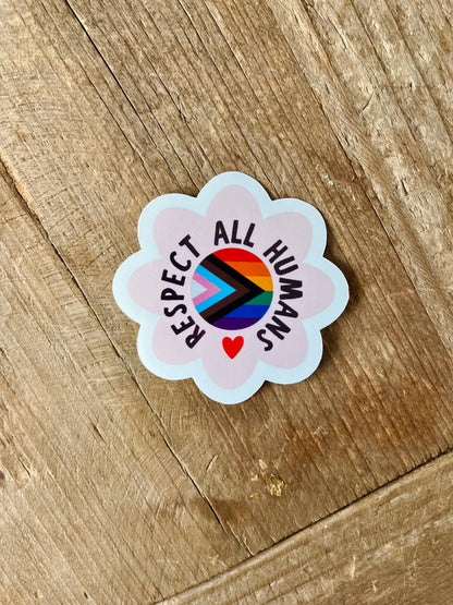 Respect All Humans Pride Sticker | LGBTQIA | Ally