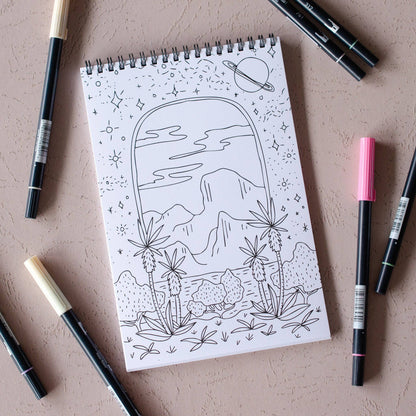 Antiquaria Desert Landscapes Premium Coloring Book
