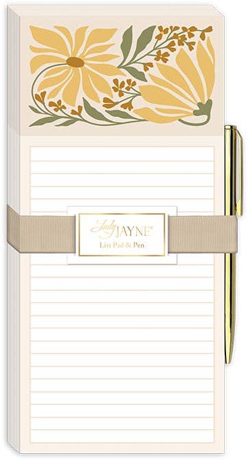 Magnetic List Pad With Pen Flower Market Sunflower