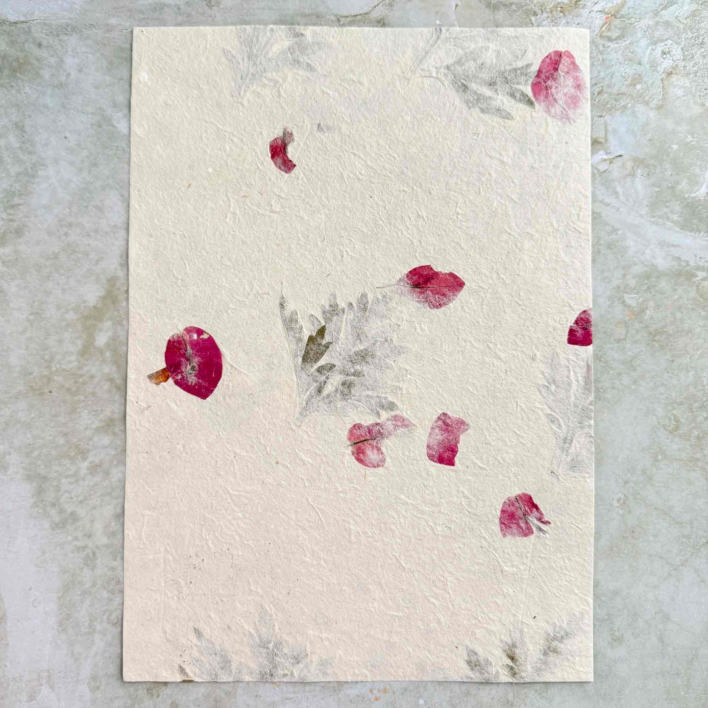 Nepalese Handmade Lokta Paper and Envelopes - Mugwort & Bougainvillea