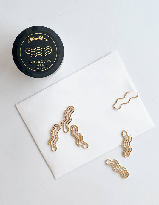 Wavy Gold Plated Paper Clips (Jar of 25)