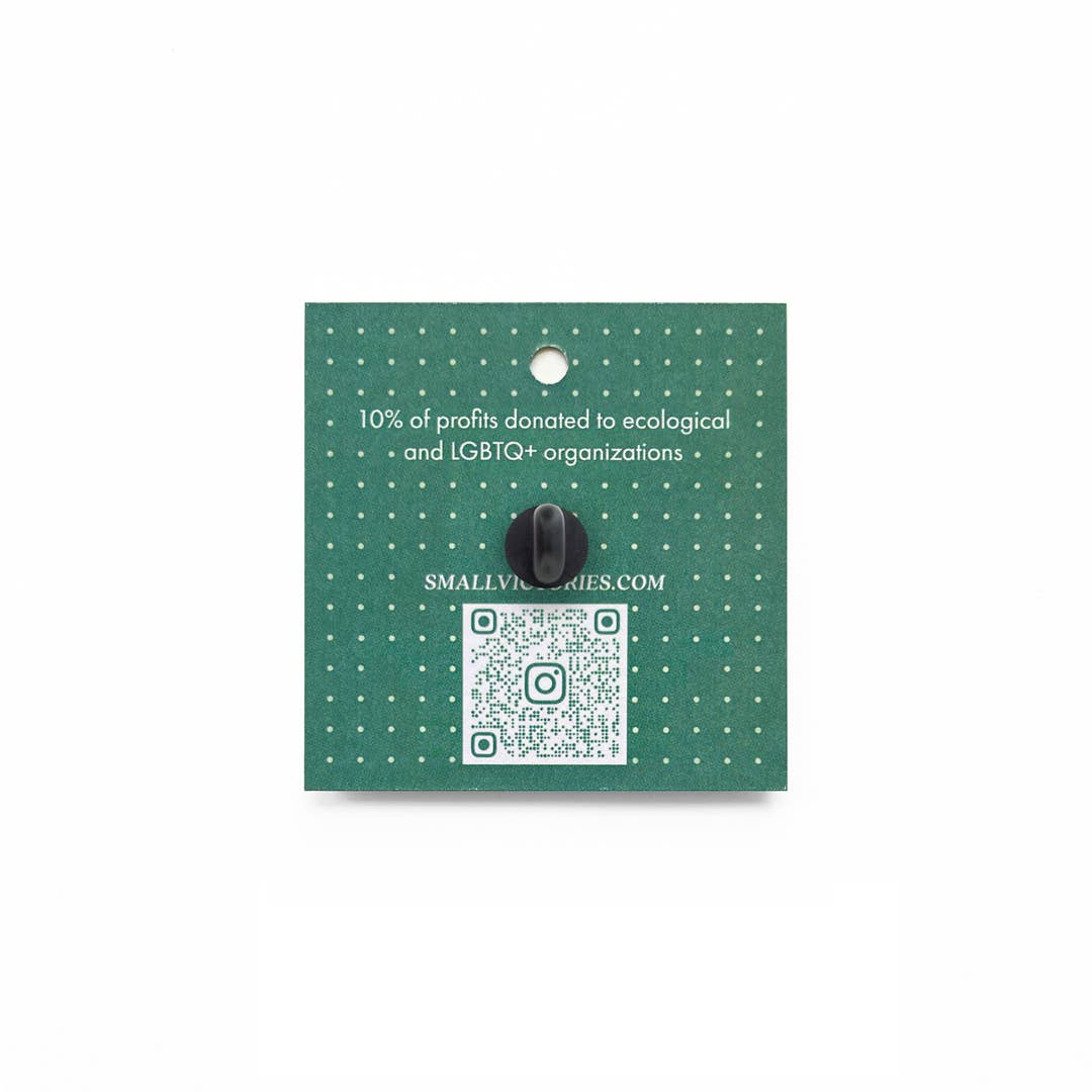 Black & Gold Circular Enamel Pronoun Pin: Any/All