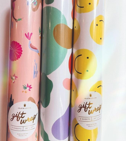 Warped Check Gift Wrap - Roll of 3