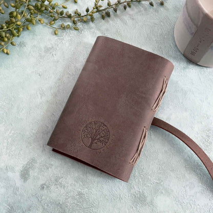 A6 Handmade Leather Notebook in Gift Bag - Dark Brown |