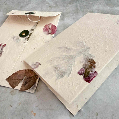 Nepalese Handmade Lokta Paper and Envelopes - Mugwort & Bougainvillea