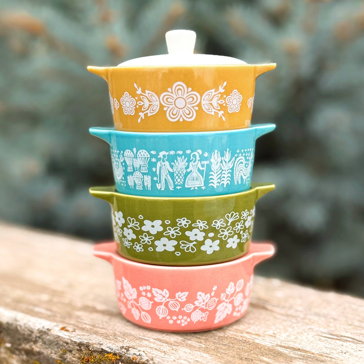 Pyrex-Inspired Spring Blossom Casserole Ceramic Trinket Box