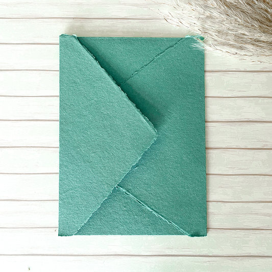 Jade Green Handmade Paper Envelope | Recycled Cotton Rag