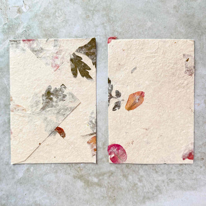 Nepalese Handmade Lokta Paper and Envelopes - Mugwort & Bougainvillea
