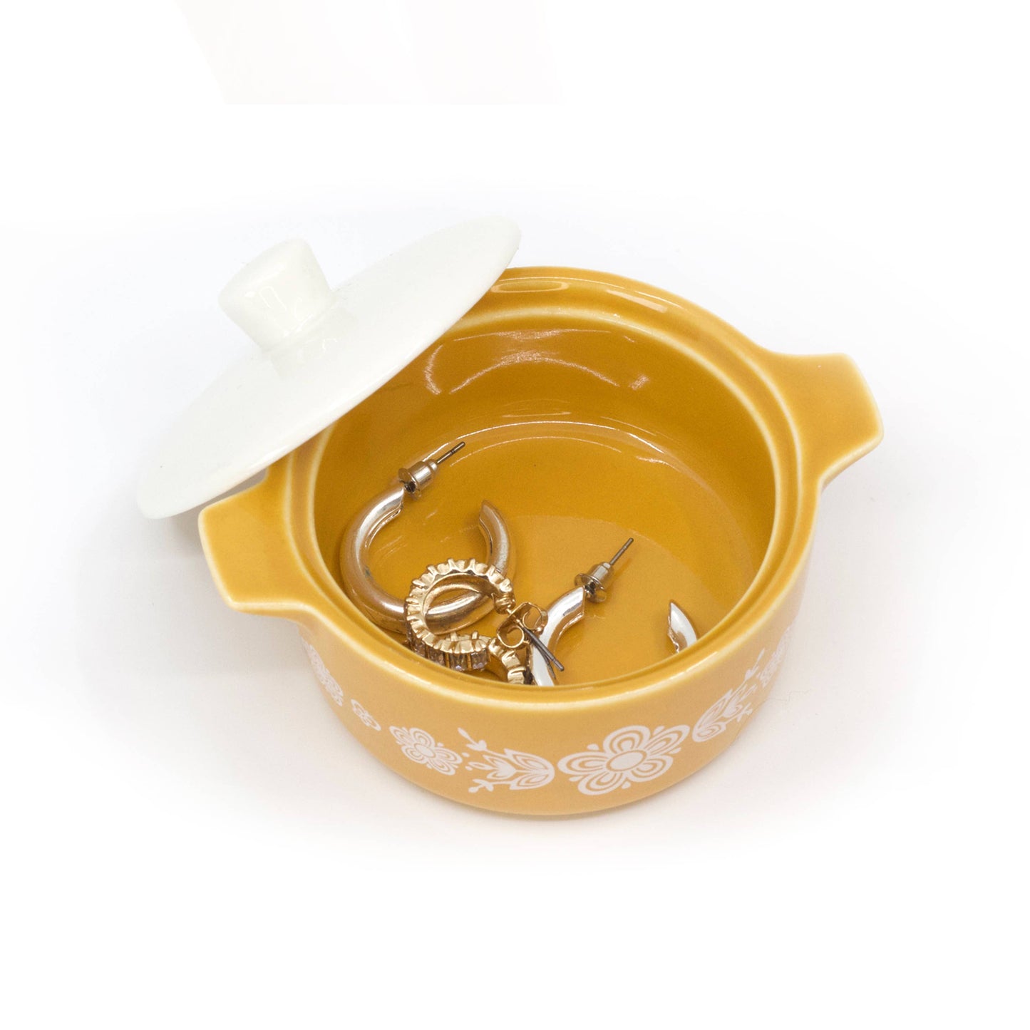 Pyrex-Inspired Butterfly Gold Casserole Ceramic Trinket Box