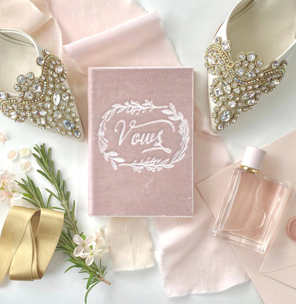 Wedding Vows Silk Velvet Book- Assorted colors