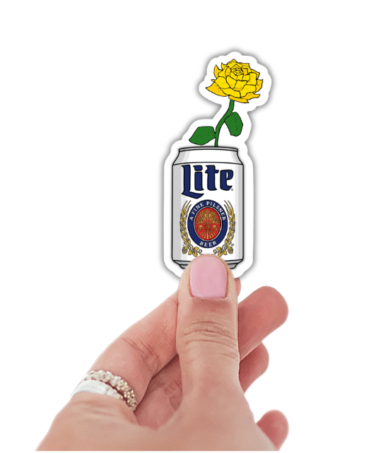 Unique Beer Can Flower Sticker – Inspired by Miller Lite