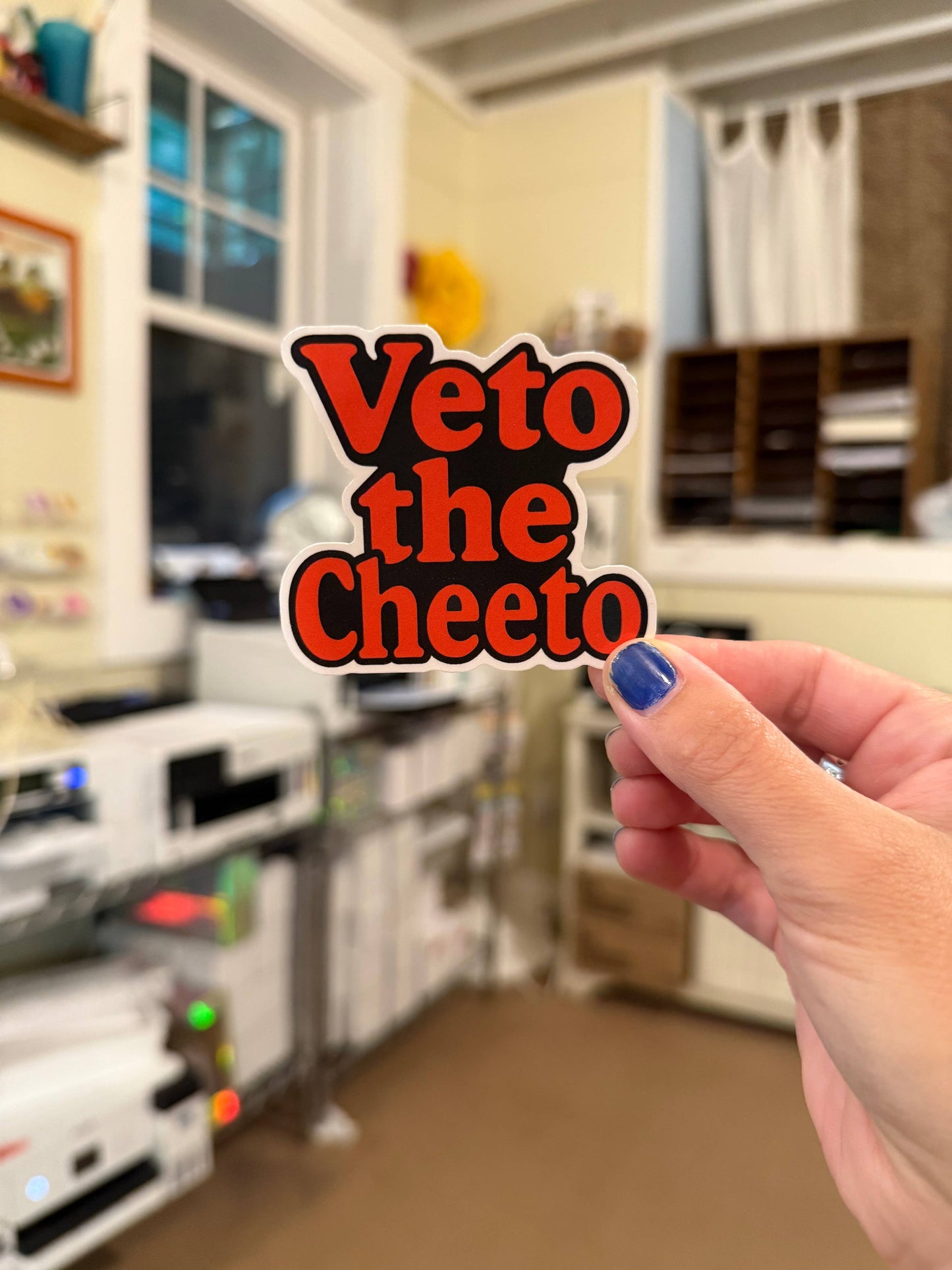 Veto the Cheeto Vinyl Sticker | Political Humor