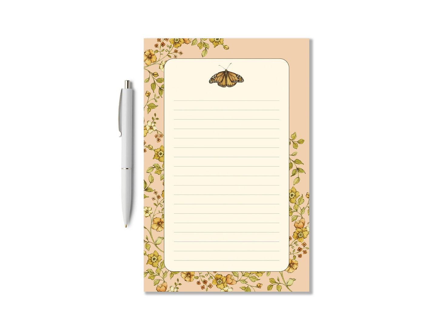 Monarch Butterfly & Flowers To Do List Notepad 