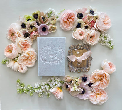 Wedding Vows Silk Velvet Book- Assorted colors