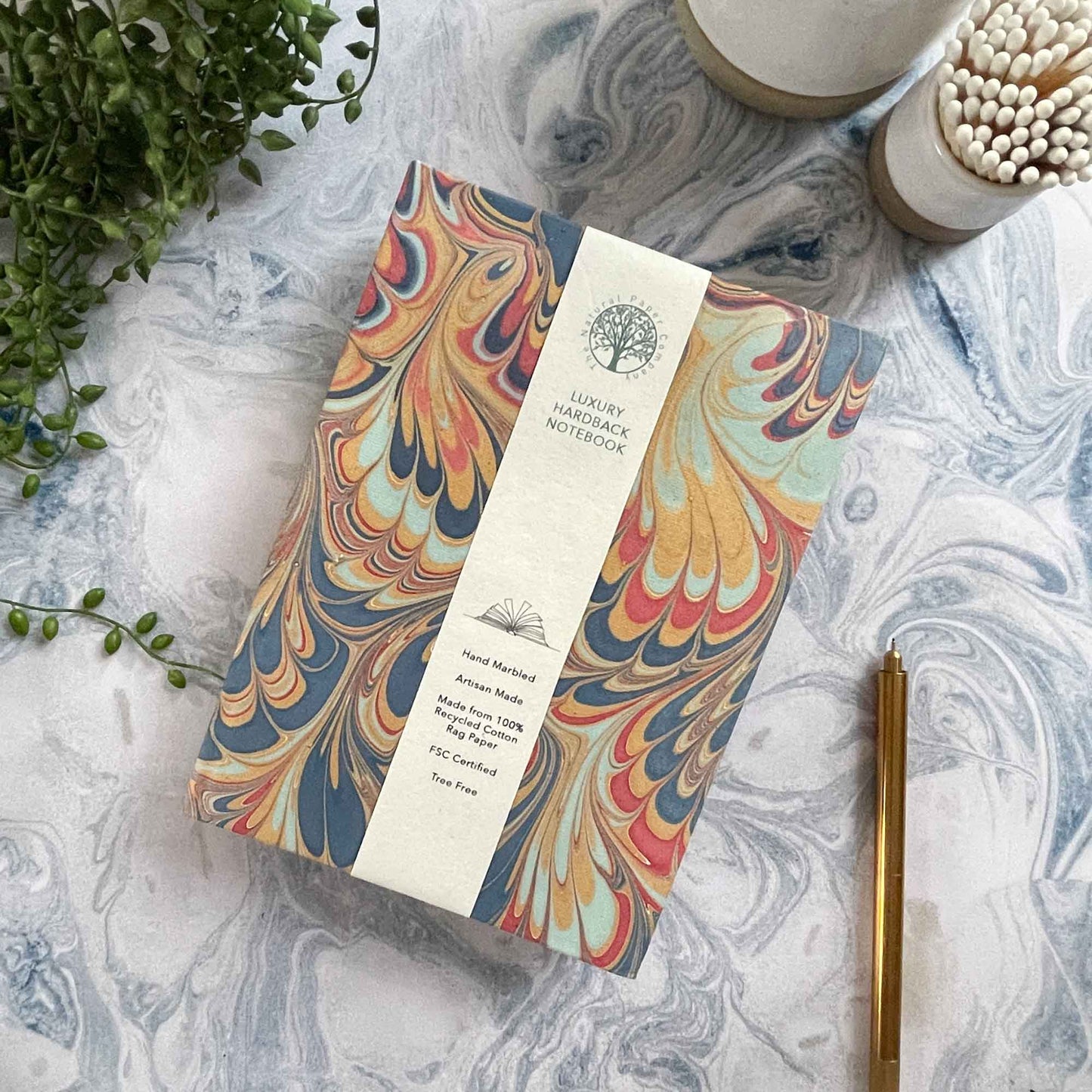 Monarch Notebook | Handmade, Marbled by Hand, FSC Paper