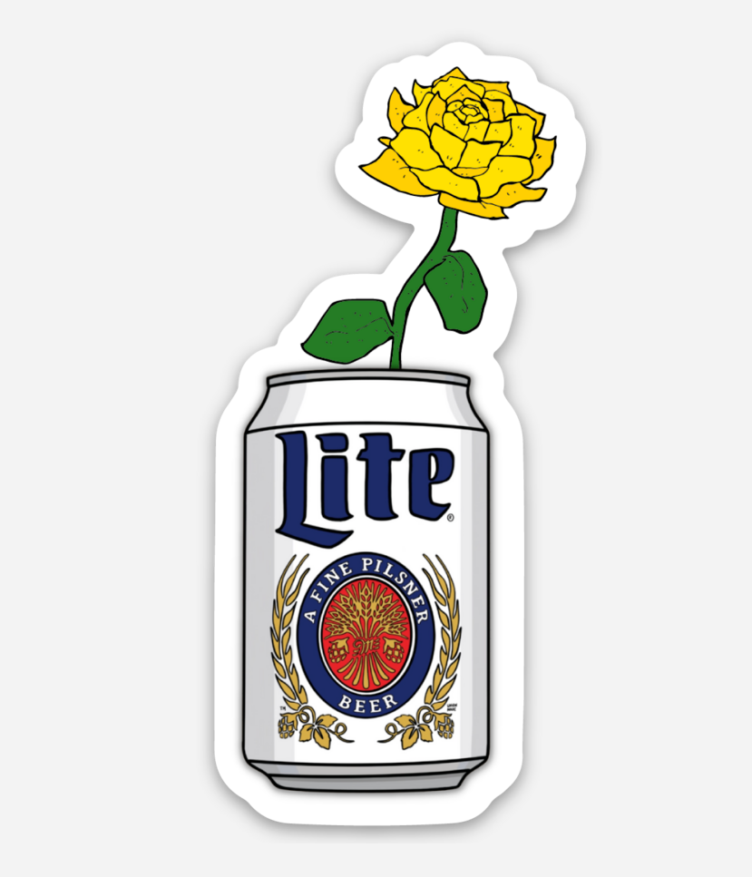 Unique Beer Can Flower Sticker – Inspired by Miller Lite