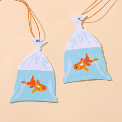 Goldfish in a Bag Air Freshener - Rain Scent - Summer, County Fair, Pet, Fish - Stocking stuffer, Holiday, Gift Guide