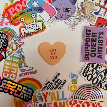 Eat My Ass Candy Heart Sticker