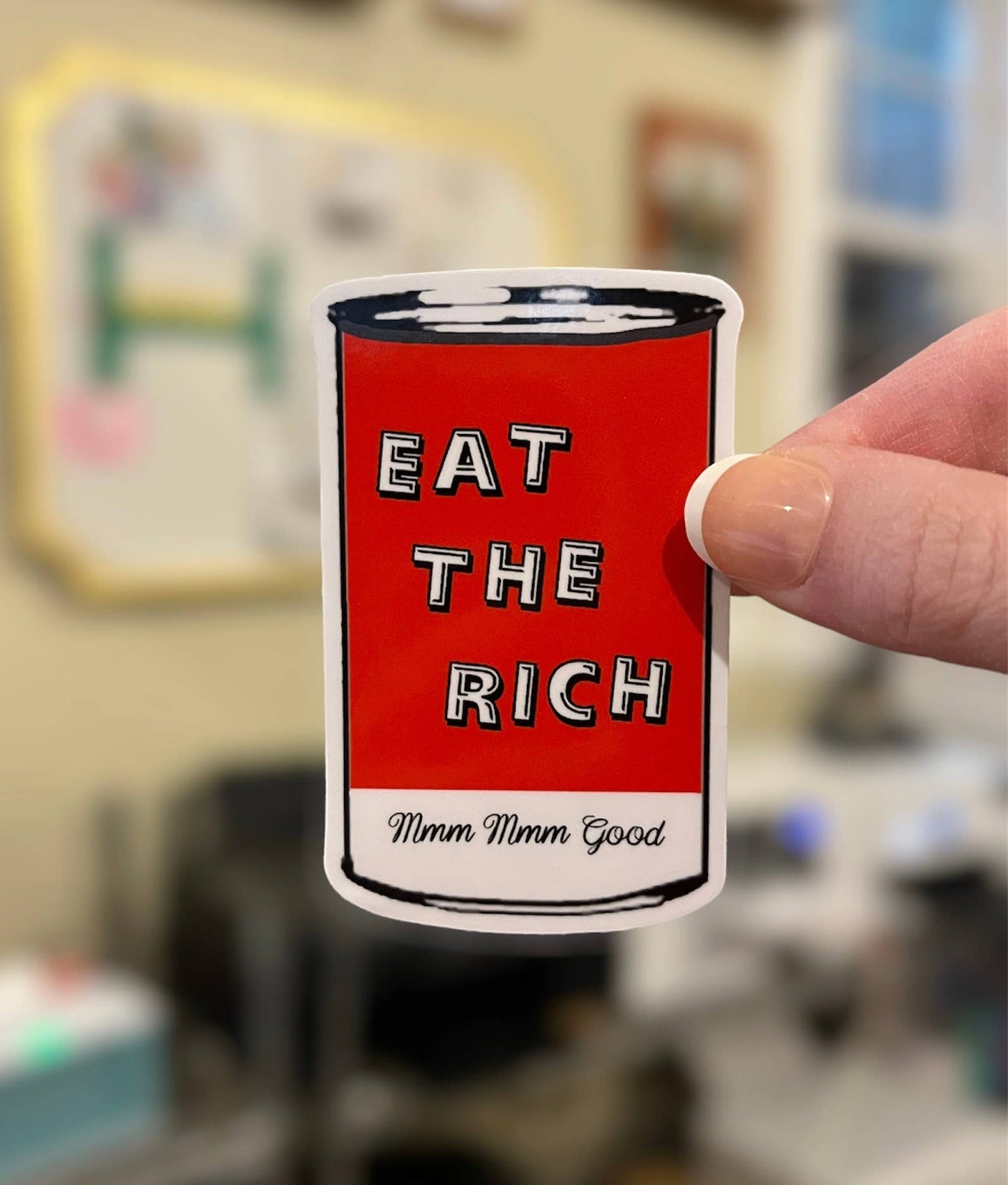 Eat the Rich Soup Can Sticker | Political Humor