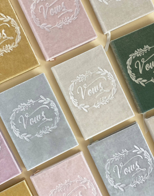 Wedding Vows Silk Velvet Book- Assorted colors