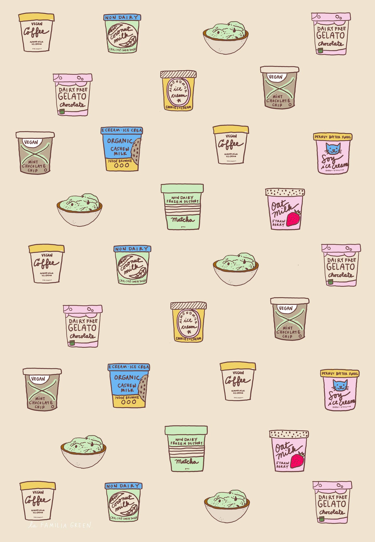 Vegan Ice Cream Wrapping Paper Sheet