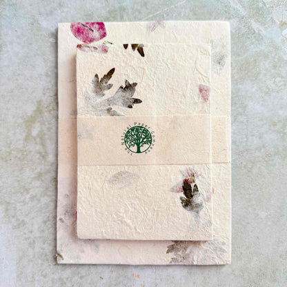 Nepalese Handmade Lokta Paper and Envelopes - Mugwort & Bougainvillea