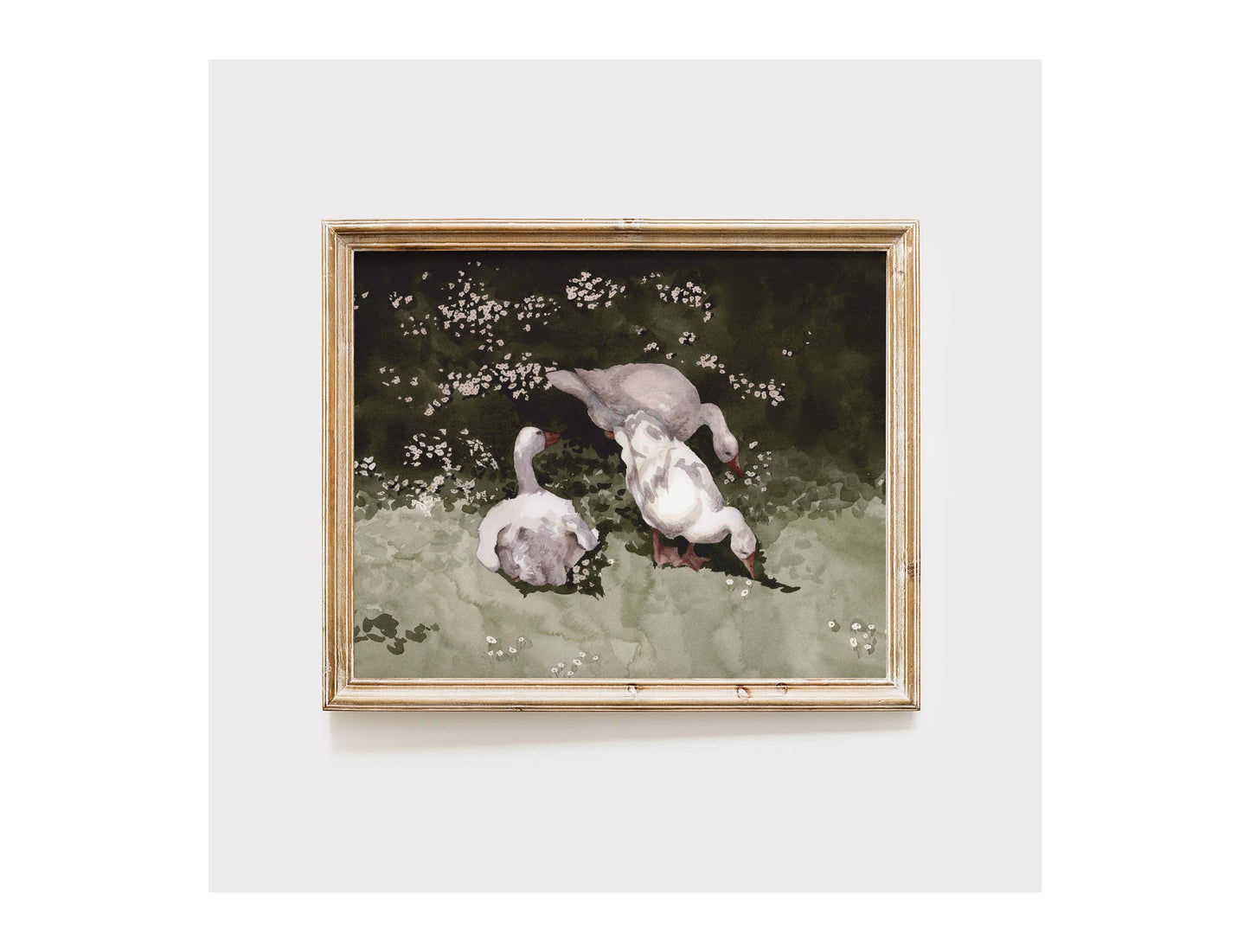 Ducks Watercolor Landscape Art Print