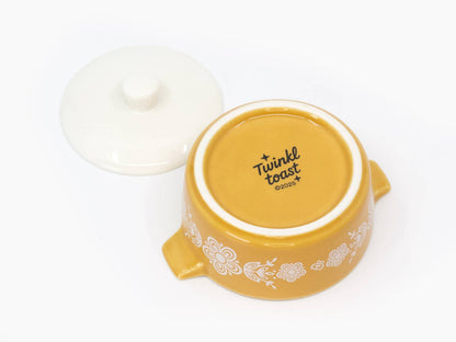 Pyrex-Inspired Butterfly Gold Casserole Ceramic Trinket Box