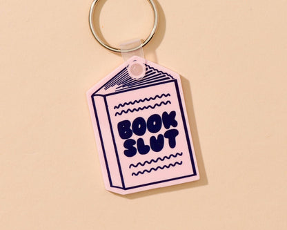 Book Slut Keychain - Reader, Literary - Bag Charm - Stocking stuffer, Holiday, Gift Guide