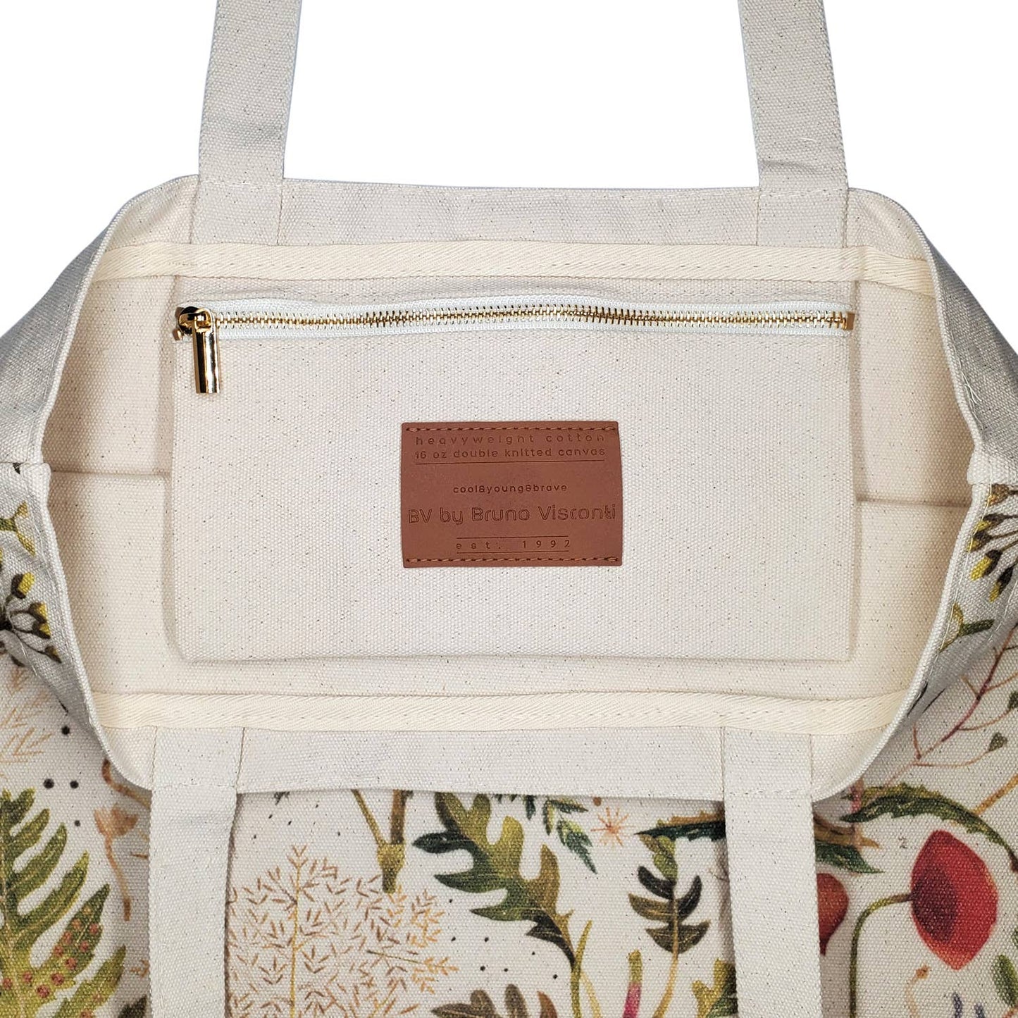 Tote Bag Canvas  -Greens and Flowers