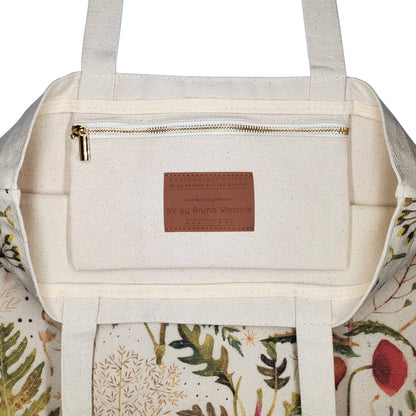 Tote Bag Canvas  -Greens and Flowers