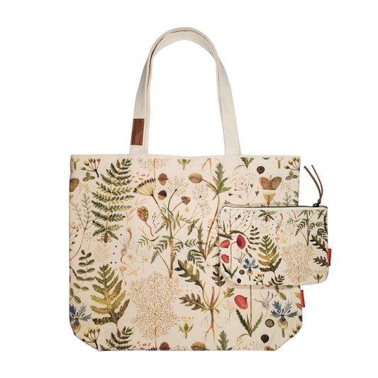 Tote Bag Canvas  -Greens and Flowers